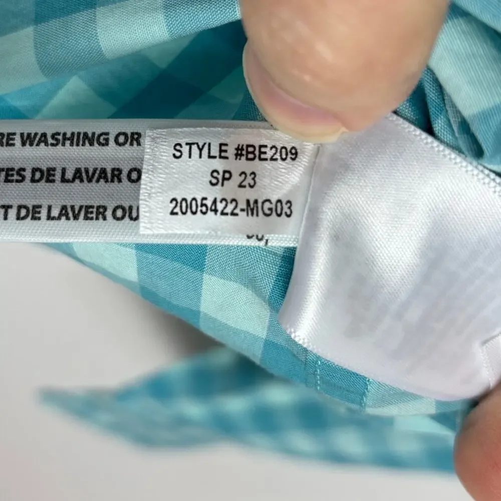 J. Crew Slim Untucked Blue Check Button Down Shirt NEW Large flex washed BE209